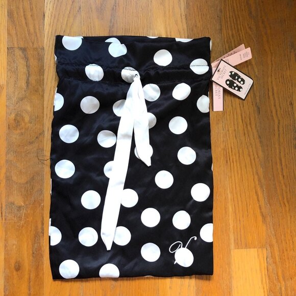 Cute Navy Polkadot Silky VS bag - Picture 1 of 3